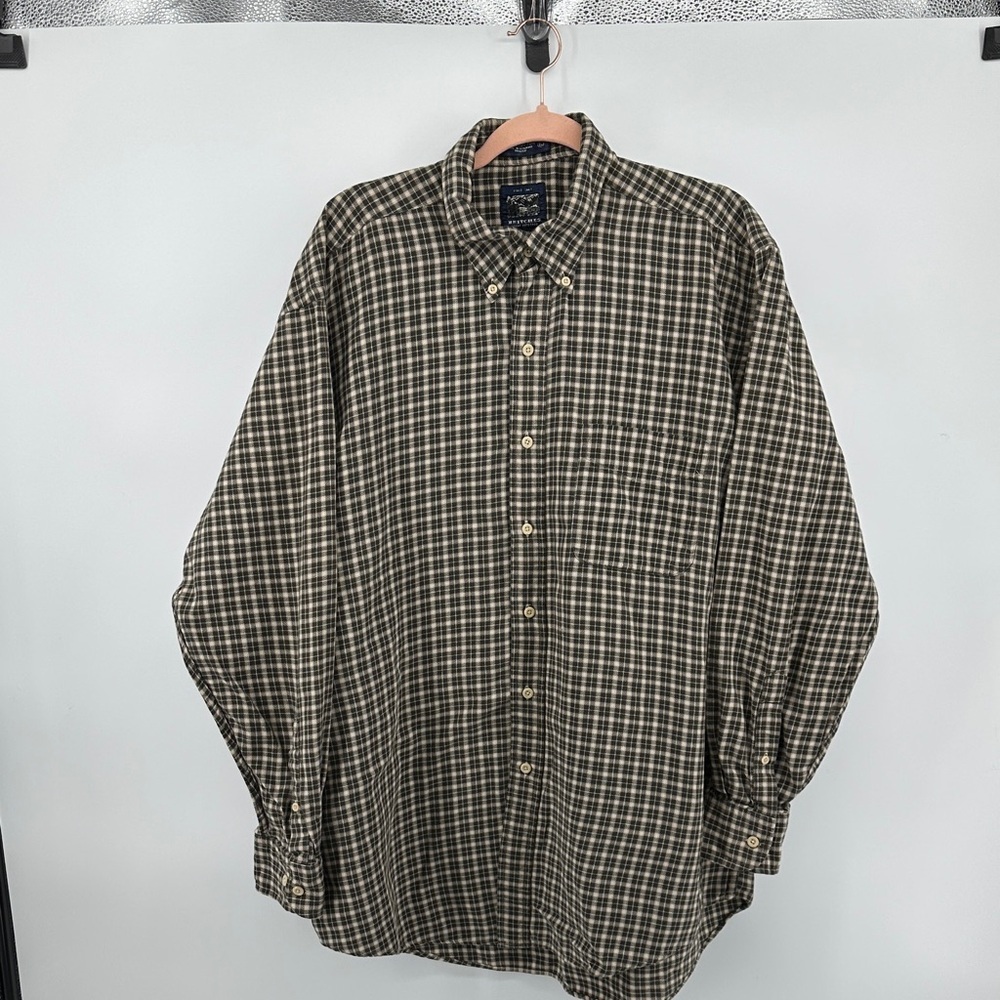 Britches VTG Outdoor Rugged Workwear Green/Black Casual B/F Flannel Shirt SzXL